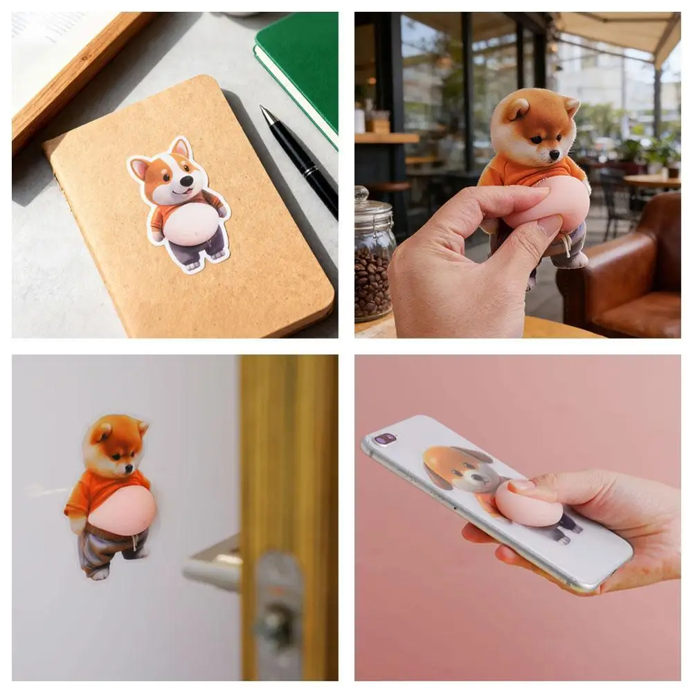 Niedliche Welpen 3D Bauch-Aufkleber, Quetschbare 3D Weiche Katzen-Bauch-Sticker für Handyhüllen, Notizbücher, Scrapbooking, DIY-Dekoration – Detail 2