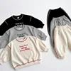 Spring Autumn Kids Clothes Girls Set Korean Fashion Letter Embroidery Hoodies Sweatshirts+Sweat Pants Children Boys Clothing Set 1