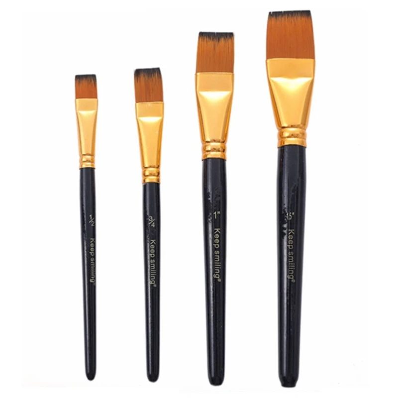 

4x Flat Head Paintbrushes Watercolor Paint Brush Painting Brushes for Face Body