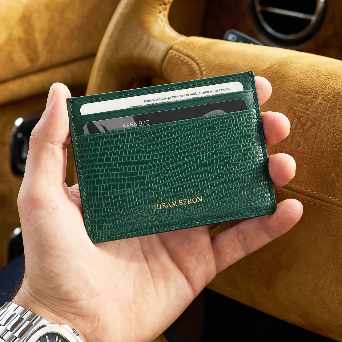 KOSTENLOSES Monogramm Premium Luxus Kartenetui Echtes Lederetui Kartenhalter für Männer Dropship