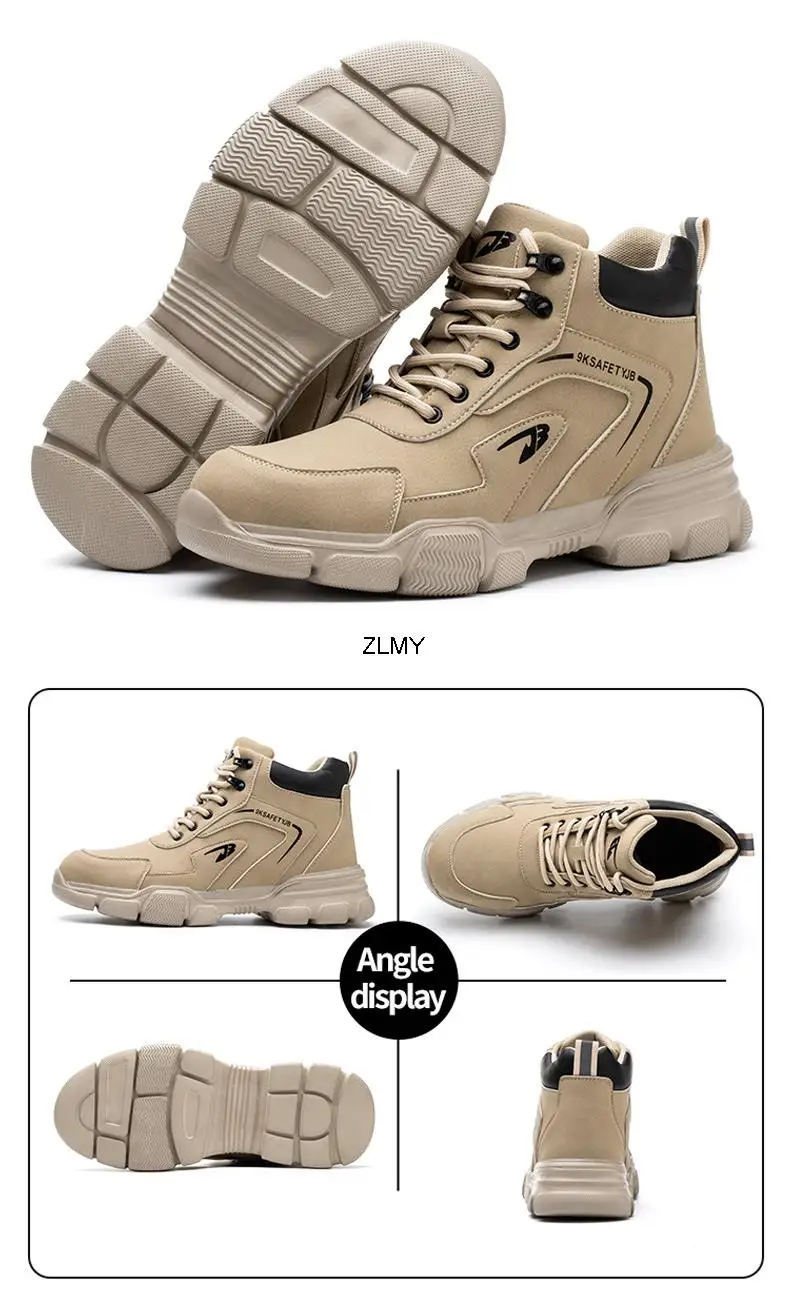Men's Work Safety High Top Puncture Proof Safety Shoes Steel Toe