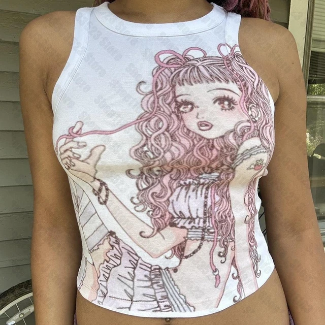 Gothique e-girls graphiques esthétiques Harajuku débardeur femme femmes Grunge hauts courts style Y2k vêtements gothique Y2k style Punk bébé réservoir 1