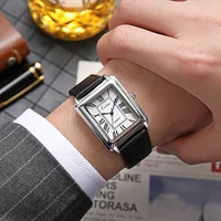 New Fashion Watch Designer Rectangle Dial Quartz Watch for Men Casual Leather Strap Luxury Business Wristwatch Relogio Masculino 1