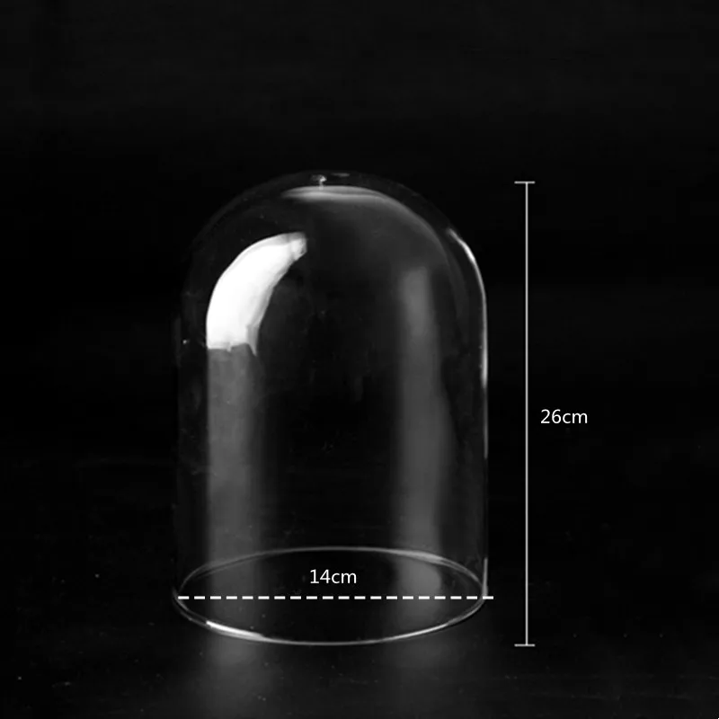 14*26cm Transparent Glass Dome Home Deocration Antique Gift Special Dustproof Cake Food Cover Clock 2