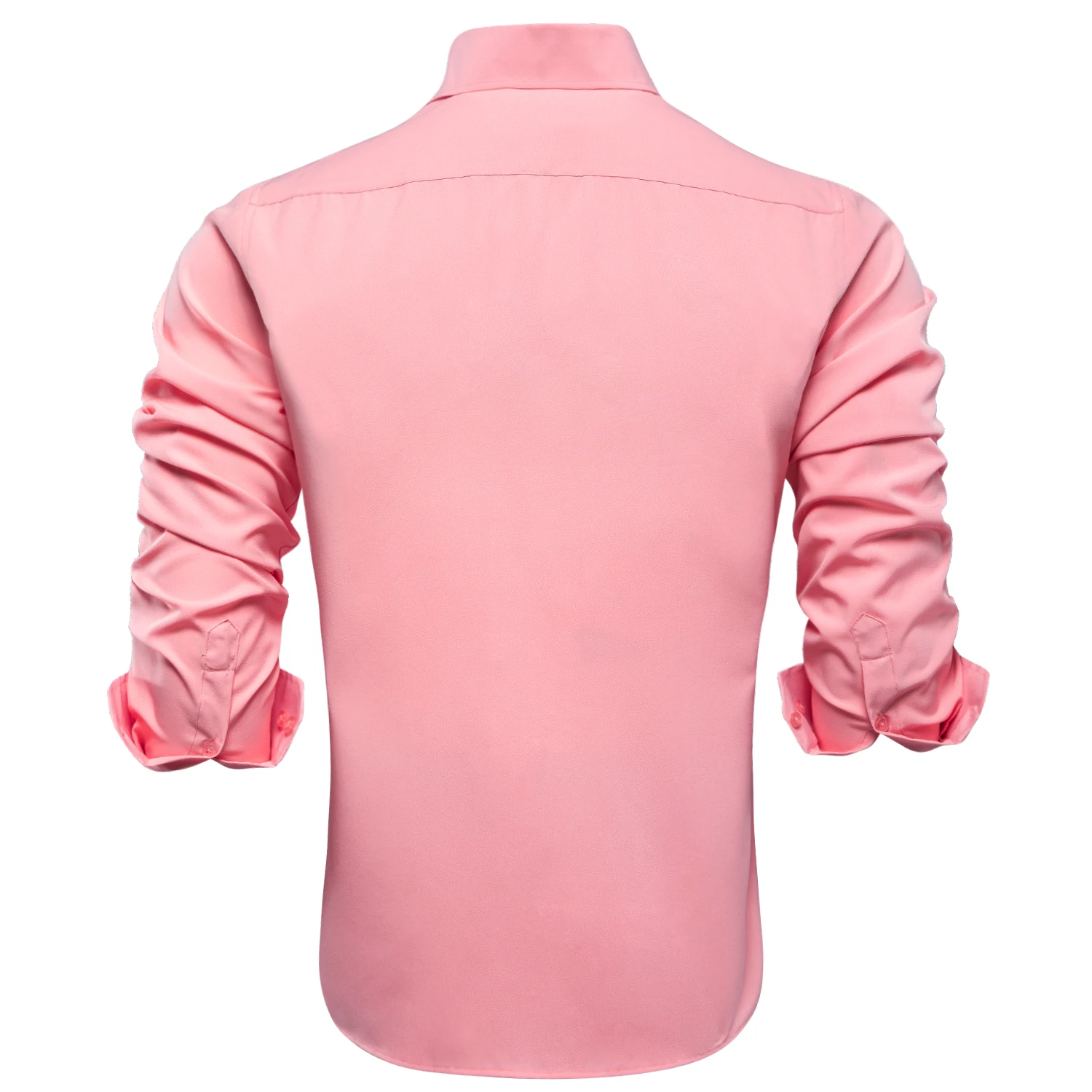 Hi-Tie Pink Silk Mens Shirts Plain Smooth Long Sleeve Formal Leisure Dress Blouse for Male Wedding Business Events Oversized