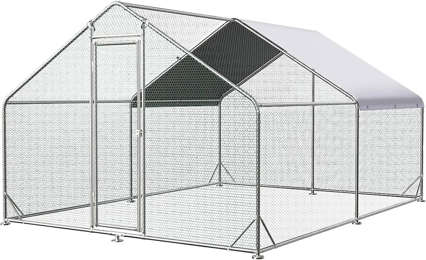 TMEE Coop Large Metal Runs Walk-in House Pen Kennel Poultry Cage with Waterproof Cover for Goose Rabbits Duck