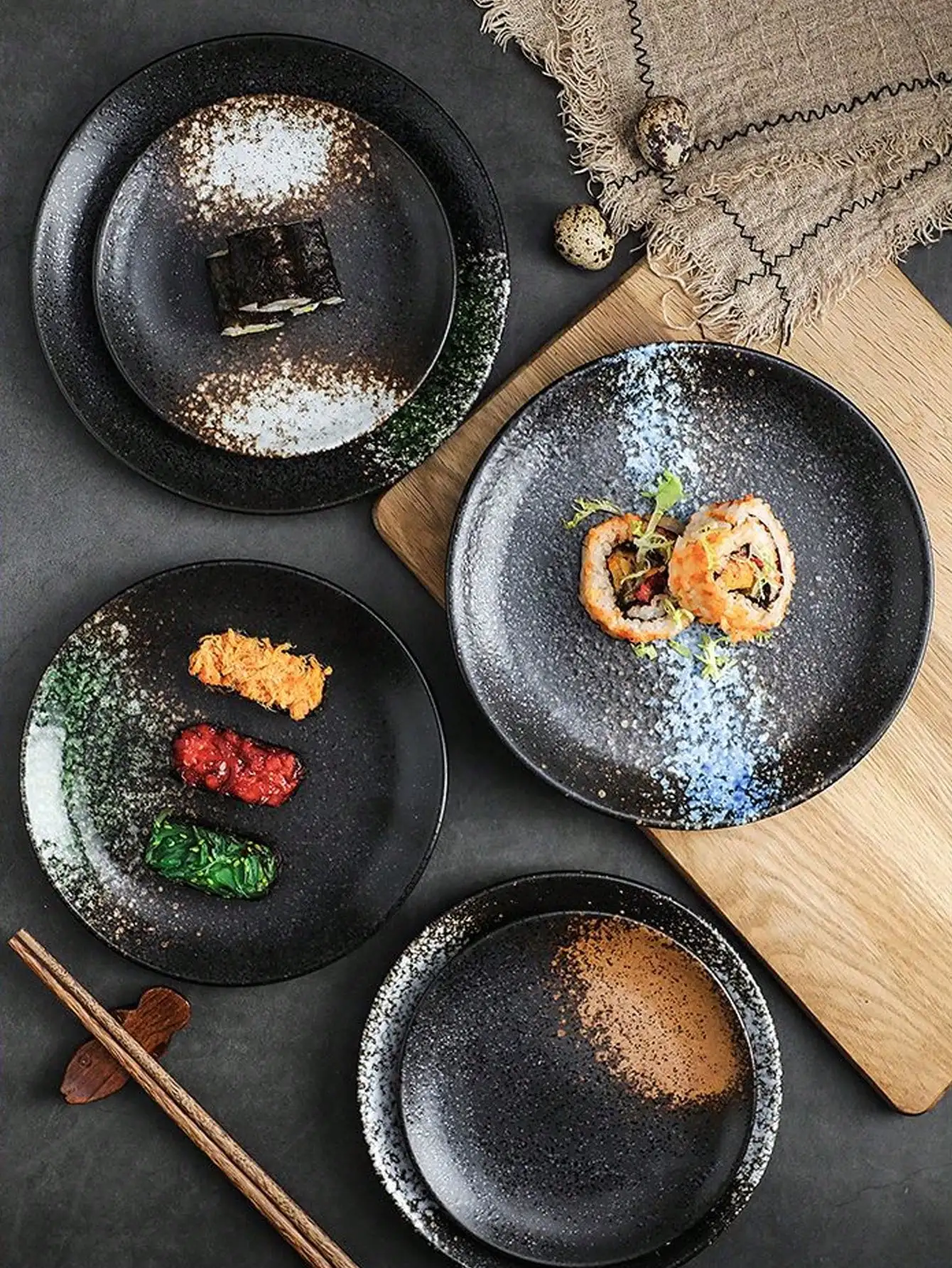 Japanese Style Ceramic Circular Dinner Plate Dessert Dish Plate