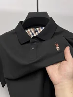 Marque de luxe broderie manches courtes polo shirt hommes Summer Golf tops haut de gamme soie coton respirant mode affaires Casual Paul t - shirt 4