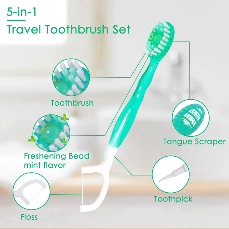 Disposable Mini Travel Toothbrushes 5 In 1 Function Travel Date Portable Individually Packed 40 Pack disposable toothbrush