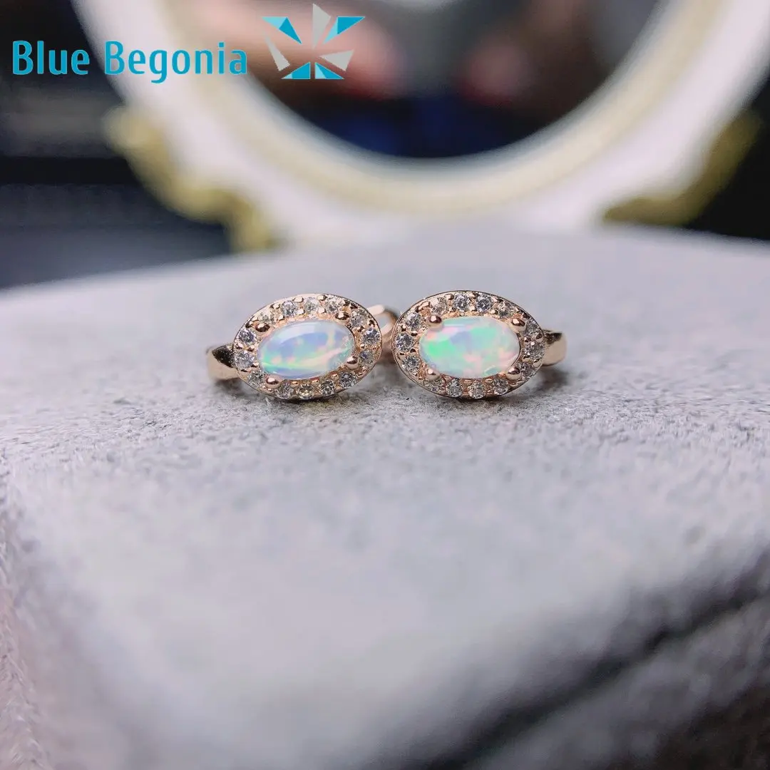 

Natural Opal Earrings 925 Sterling Silver 3*5MM Gemstones for Women Anniversary Gift Fine Jewelry Girl Friend