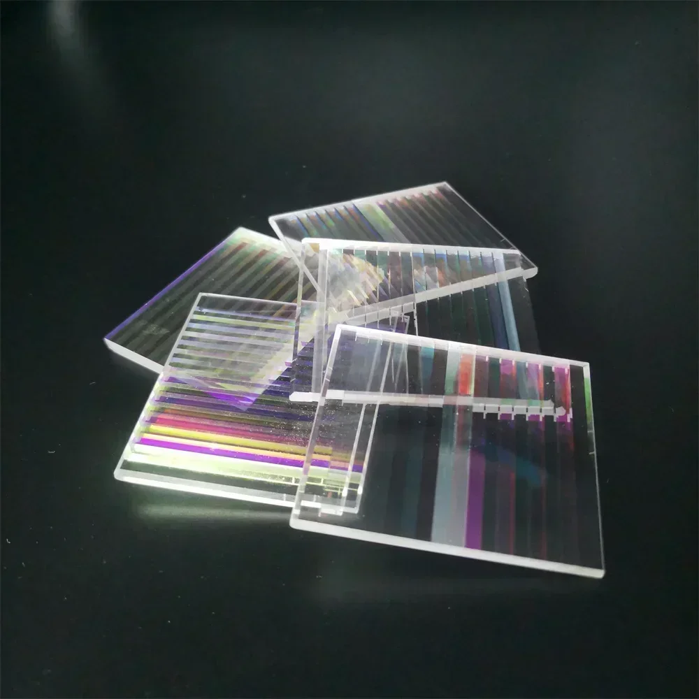 10pcs 34X29/33x31mm 결함 프로젝터 LCD 격자 프리즘 직사각형 이색 프리즘 광학 유리 장식 미술 DIY 디자인