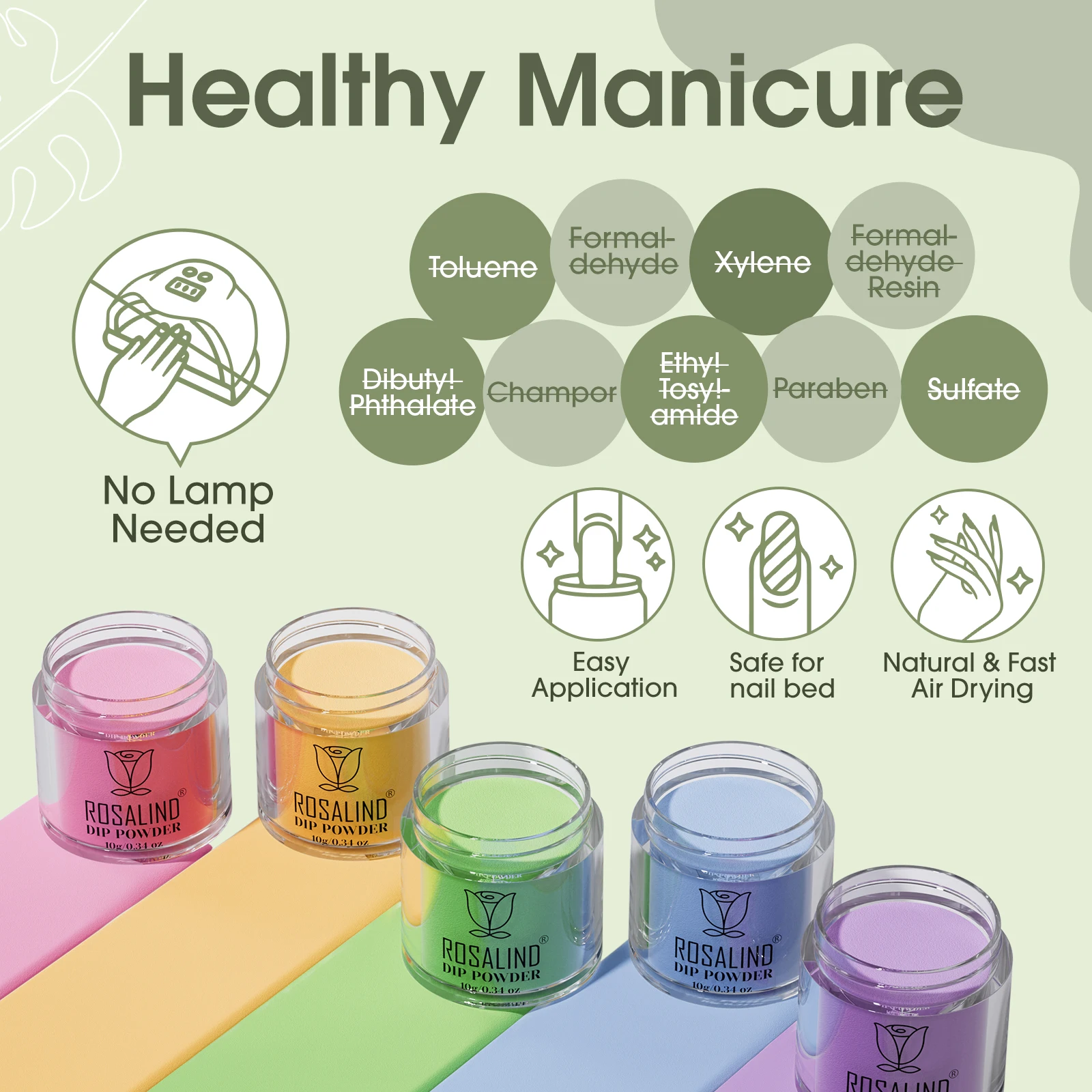 ROSALIND 29PCS Dip Nails Powder Starter Kit, 20 Colors Dip Powder Nail Kit Red Green Orange Glitter Series Nail Color
