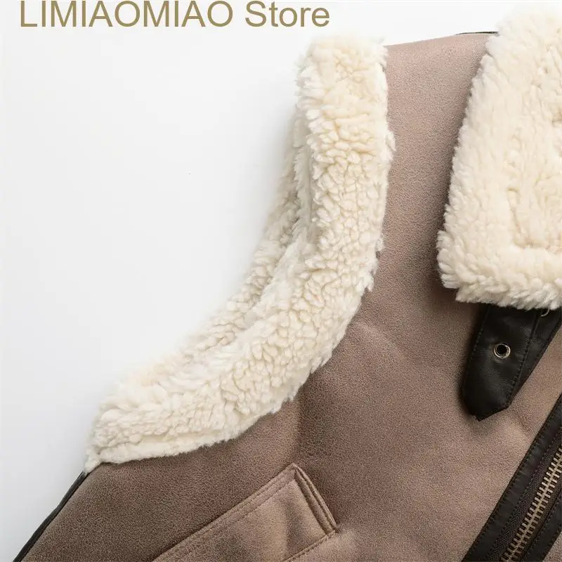 New Autumn Winter Women Fur Vest High Street Female Faux Sheepskin Fur Waistcoat Chic Fleece Thick Warm Sleeveless Outwear