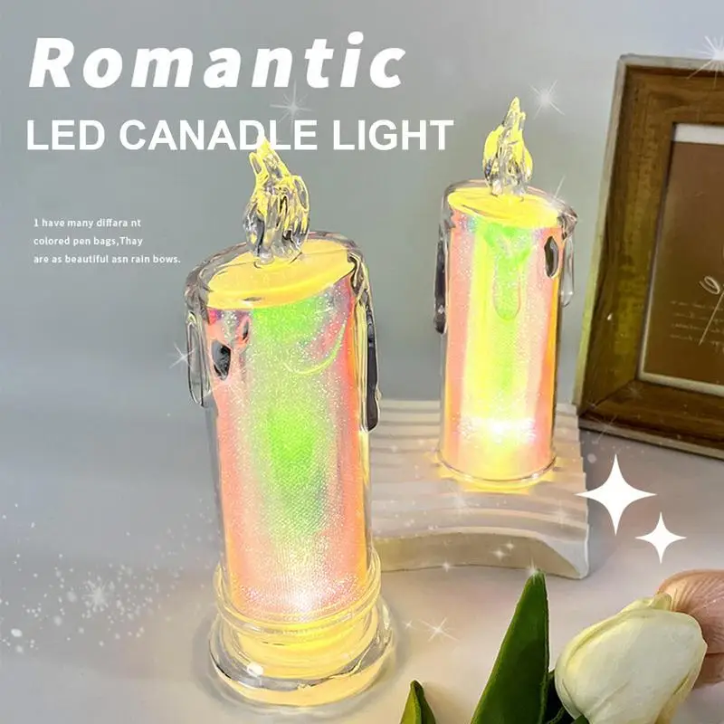 

1pc Creative Flameless Votive Candles Colorful Flickering Electric Fake Candle Decorative Tealight Candles For Christmas Wedding