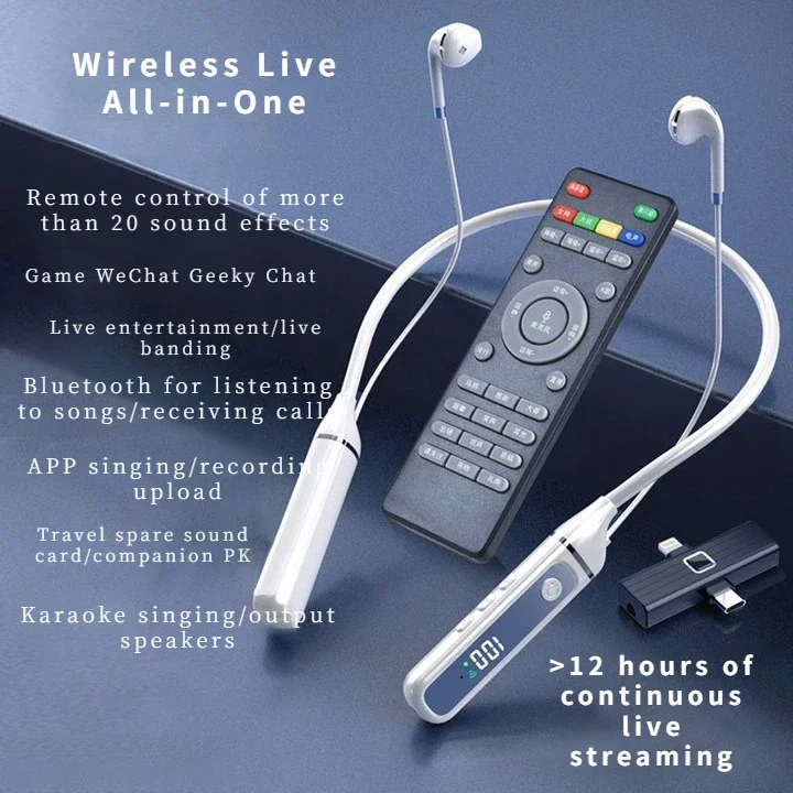 

New Live Karaoke 5.3 Bluetooth Headset Built-in Sound Card Wireless Receiver Universal Bluetooth Live Headset