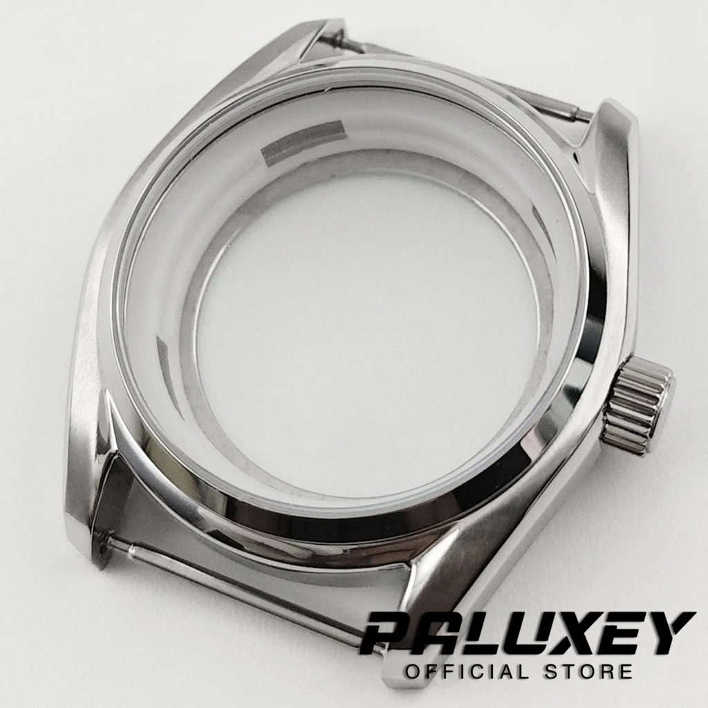 Premium 39.5mm Silver Sapphire Crystal Watch Case with Dial Fit Enhancement