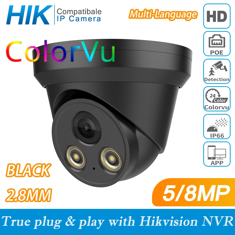 hikvision-compatible-colorvu-black-5mp-dome-poe-ip-camera-8mp-home-security-cctv-camera-30m-h265-p2p-plug-play-ipc
