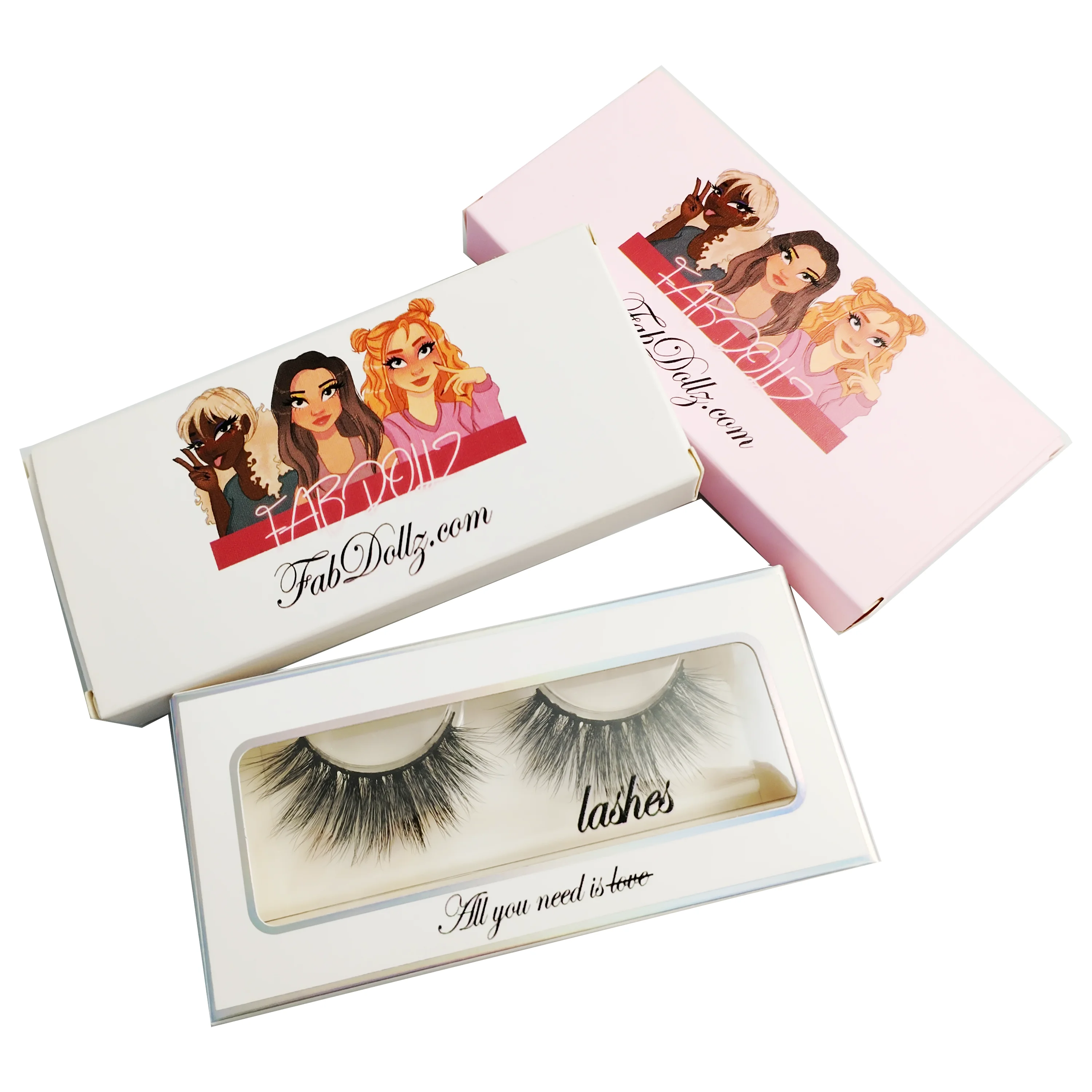 Pink/Purple Lash Packaging Boxes Cluster Eyelashes Boxe Natural Faux Fluffy Mink Eyelashes Packaging Rhinestones False Nail Art 5
