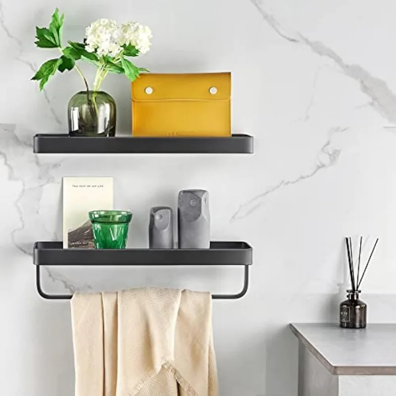 Bathroom Shelf with Towel Bar, Volpone Stick on Bathroom Kitchen Storage Organizer  with Hooks, Suction Shower Shelf Wall Caddy - AliExpress