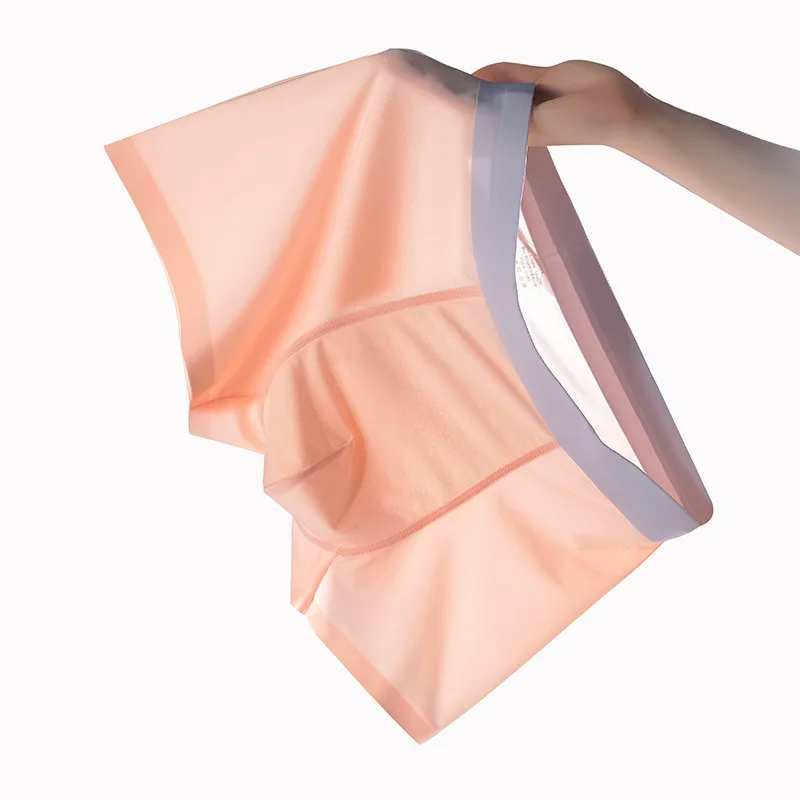 Новинка 2024, мужское нижнее белье из ледяного шелка 1920-х годов, бесшовное женское нижнее белье, однотонные антибактериальные боксеры, шорты