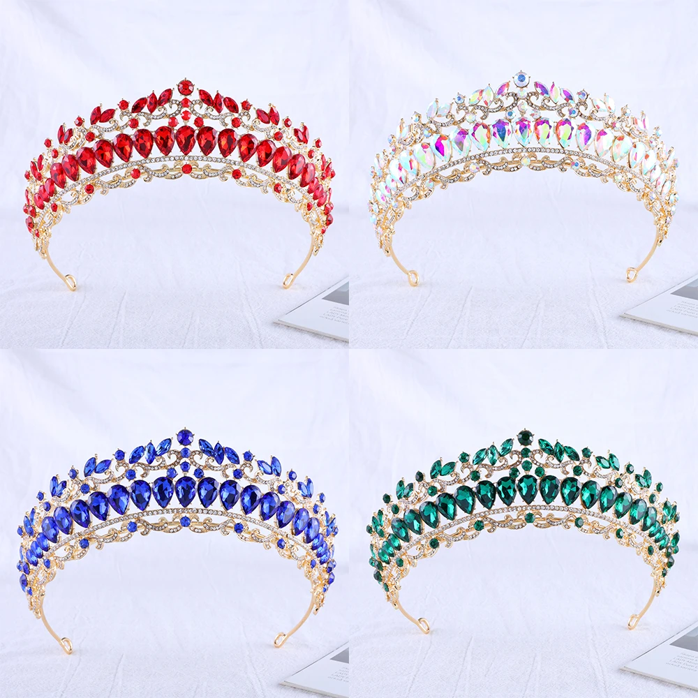 

Wedding Bridal Tiara Colorful Crystal Crown Elegant Noble Wedding Hair Accessories