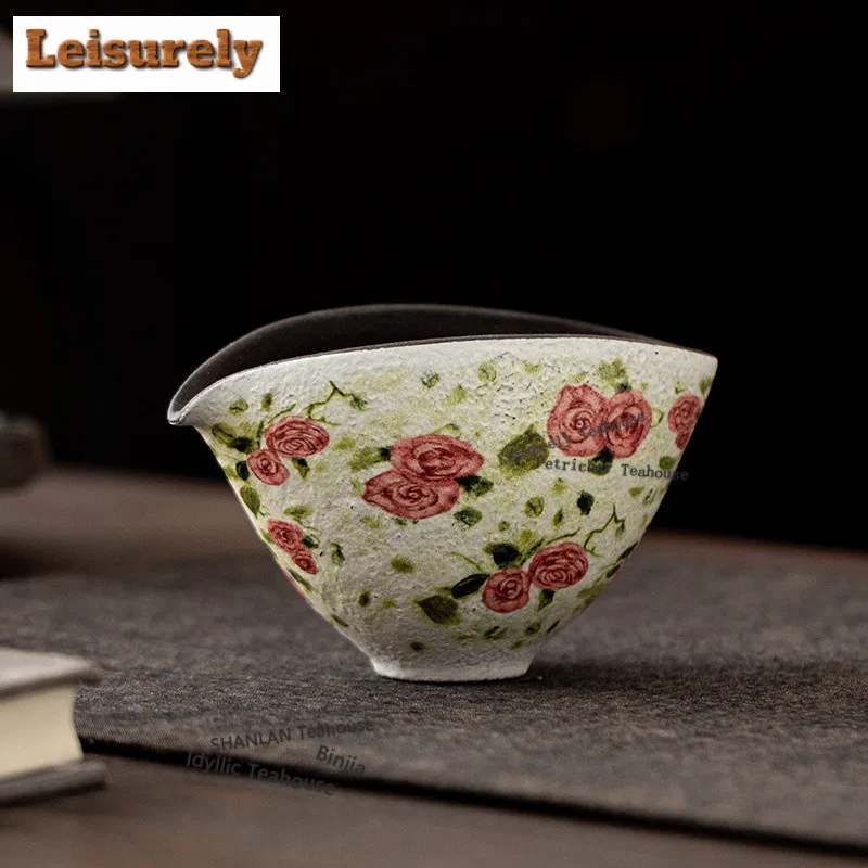 180ML Oil Painting Rose Whisper Tea Pitcher Tea Divider Cha Hai Dispenser Household Justice Cup Fair Mug Drinkware Supplies Gift