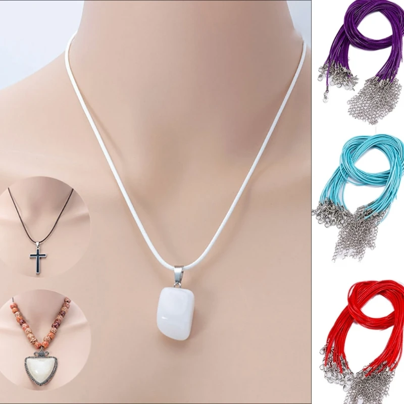 Collana Del Cordone In Pelle Catena Di Corda Cerata Nera Da 1,5 Mm La Produzione Di Gioielli, Collari A Pendente Fai Da Te Con Chiusura Di Aragosta Estensione Da 45 Cm 5 Cm - Foto 10