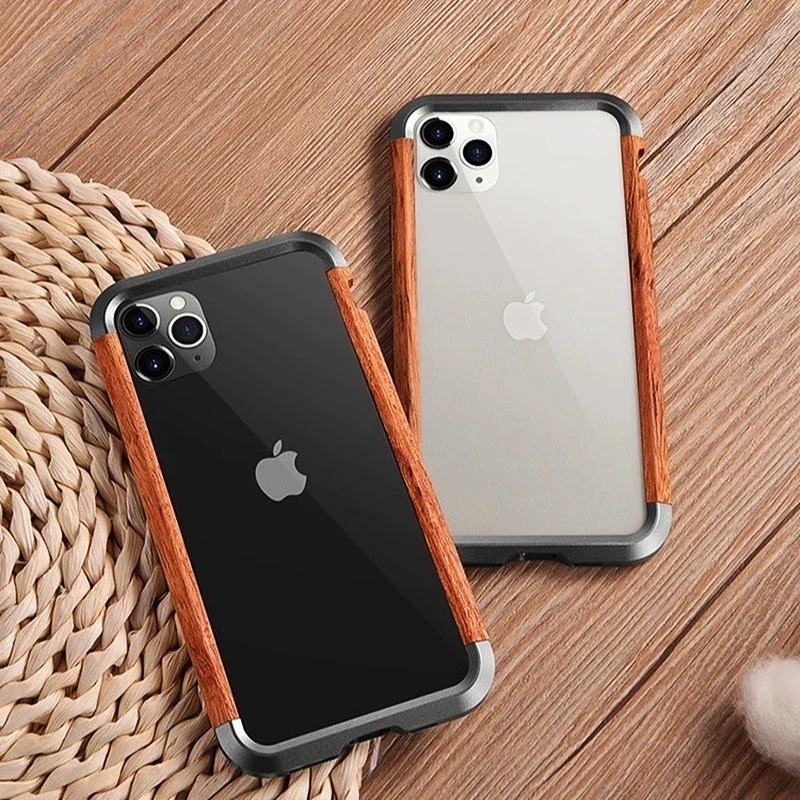Luxury Natural Wood Aluminum Phone Case for iPhone