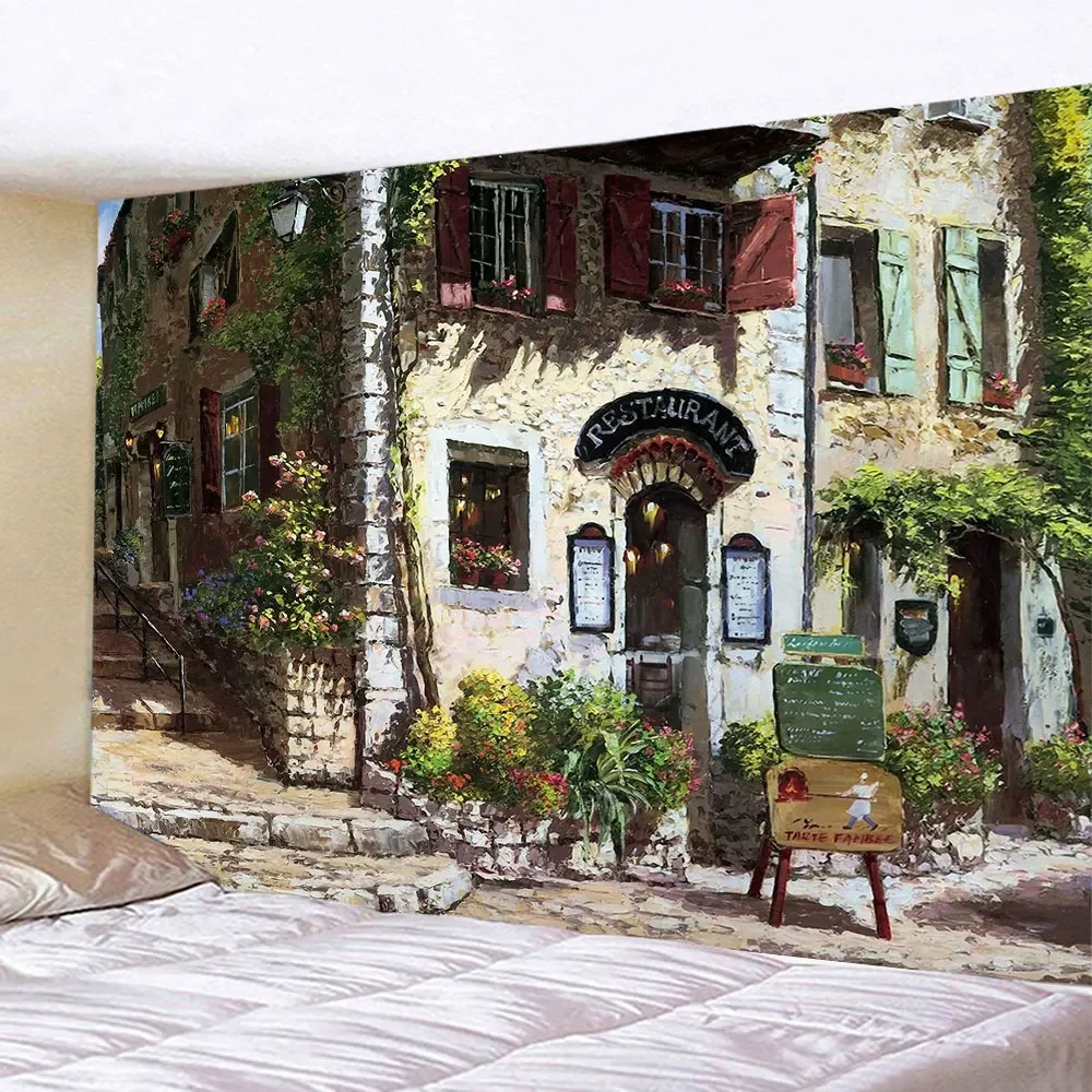 Tapestry Decorations Garden Posters for Outside Large Tapestry Street Alley Landscape Bohemian Wall Hanging Home Room Decor Aesthetic Beach Blanket