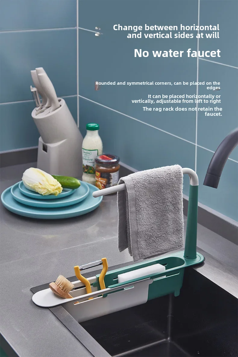 Description Picture 6 of itemKitchen Sink Rack Supplies Household Collection Water Filter Drain Basket Rag Drain Pool Telescopic Rack Storage