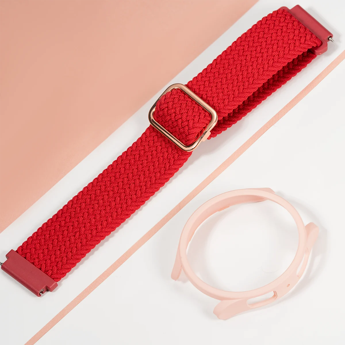 Nylon Braided Smartwatch Band with Protective Case - Stylish Strap Bracelet and PC Bumper Cover