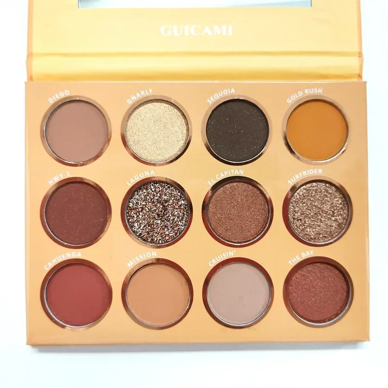 

Guicami California Love Eye Shadow Plate Earth Color Glitter Makeup Pressed Glitter Eyeshadow Cosmetics Make Up Palette