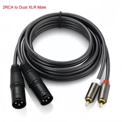 Premium Shielded Audio Cable | 2RCA to Dual XLR | 1.5m Oxygen - Free Copper - 1.5m (Model B)