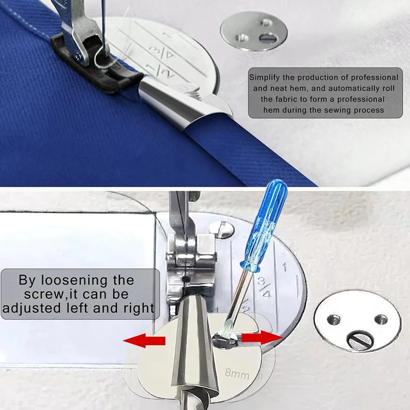 Sewing Rolled Hemmer Foot Set 4Pcs (4/6/8/10MM),Universal Sewing Machine Accessories Rolled Hem Presser Foot
