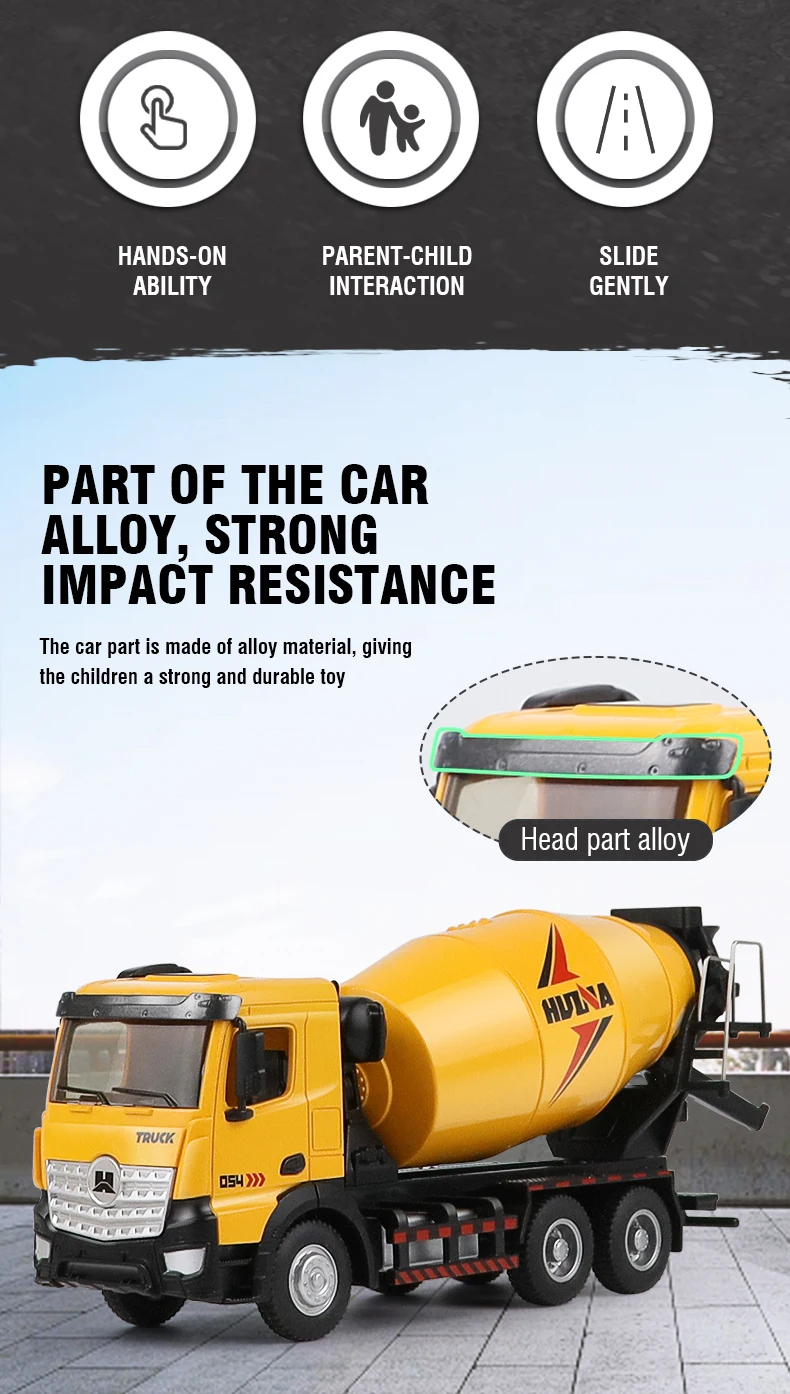 شاحنة خلط الخرسانة من سبيكة Huina، مركبة نقل ثابتة...