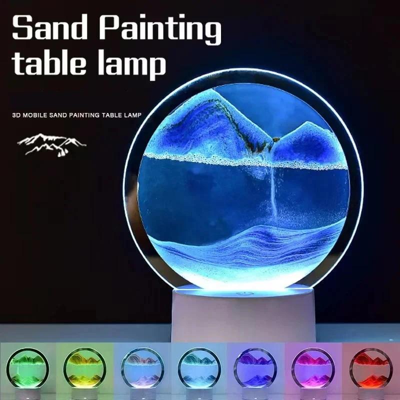 Multicolor Hourglass Light with 3D Moving Sand Art and Deep Sea Display