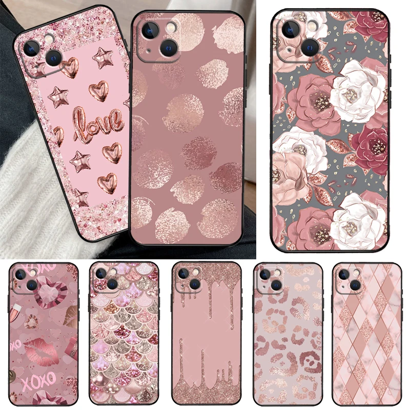 Custodia Love Rose Gold Style Per Iphone 13 14 15 Pro Max 11 12 Mini 7 8 Plus Se 2020 2022 X Xr Xs Max Cover Coque