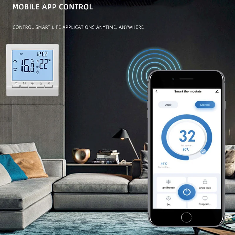 Graffiti Wifi  Intelligent Water Floor Heating Controller Battery Type Household Wired Wall Mounted Stove Temperature Controller intelligent digital display thermostat controller electric floor heating temperature controller panel flexible programming