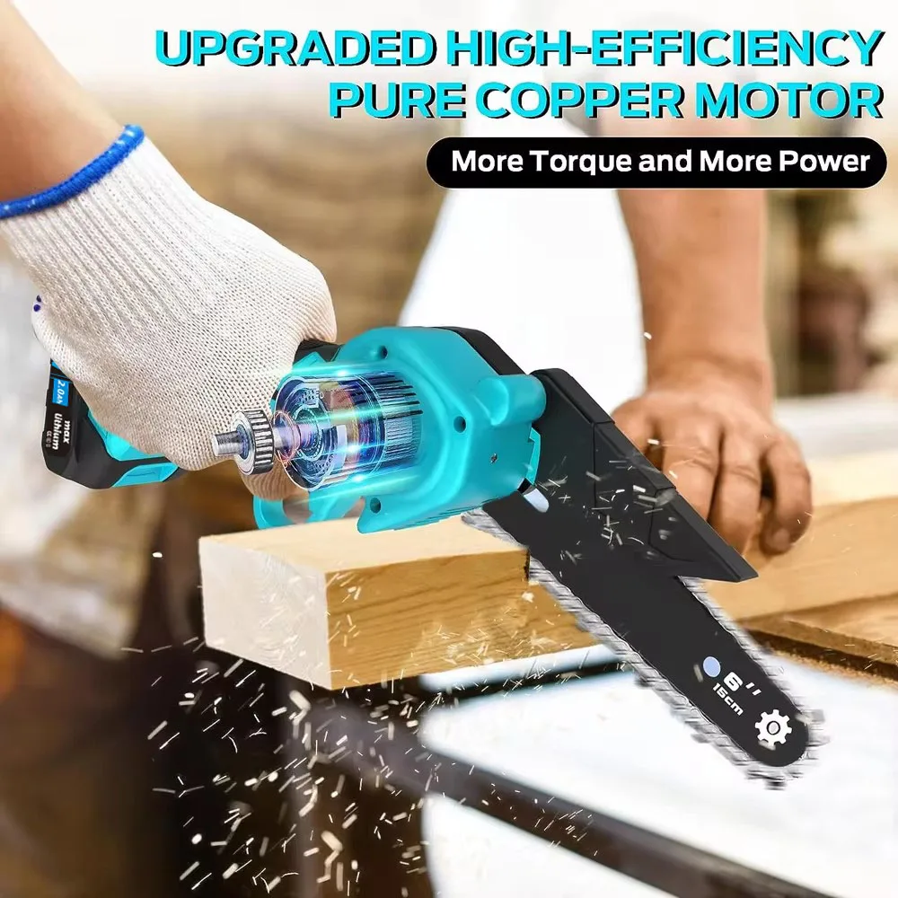 Koopa Tool 18V/21V Mini Cordless chainsaw, upgraded version of powerful motor, hand-held electric chain saw for cutting logs 5