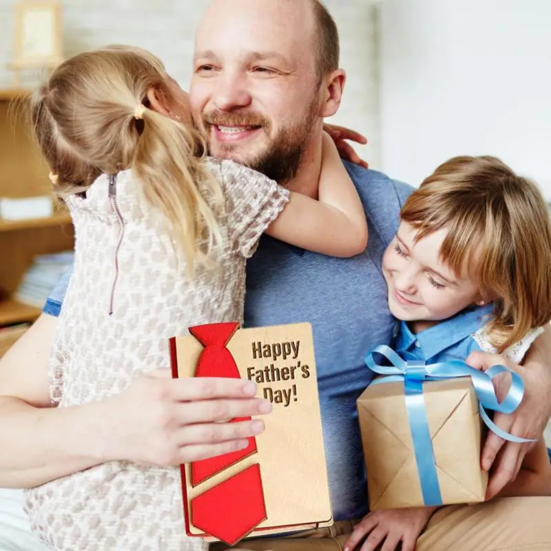 목재 아버지날 거치대 타이 카드 거치대, 인사 카드, 아버지날 카드 상자, 목재 아버지날 카드 거치대