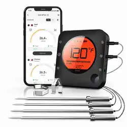Advanced Wireless Bluetooth Digital Meat Thermometer with 6 - Probe Support (4 Probe)