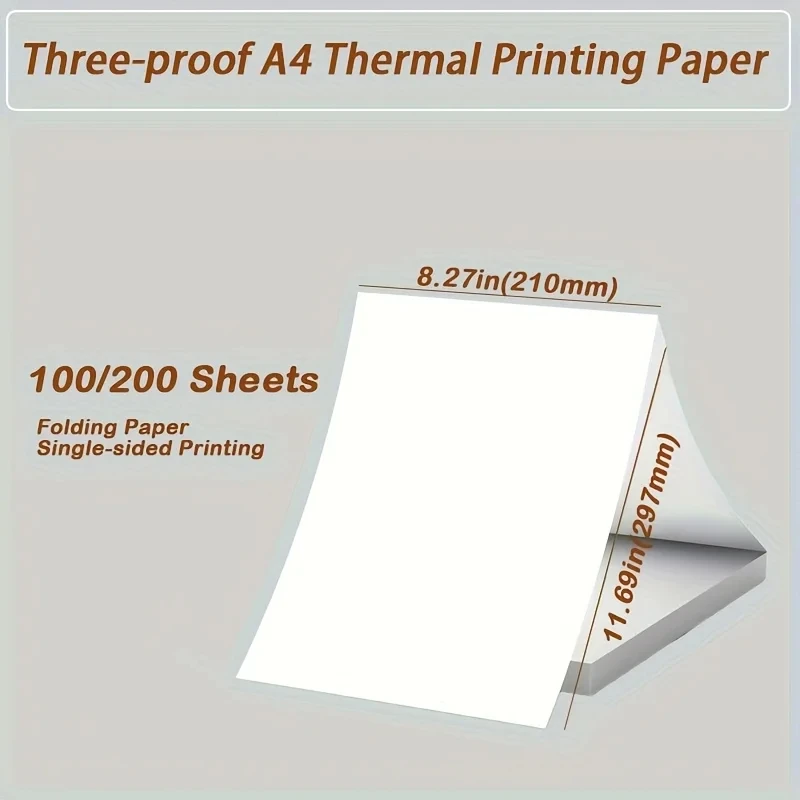 A4 감열지 210x297mm 연속 접이식 감열지, 학교 문서, 파일, 사진 인쇄용 휴대용 프린터와 호환 가능