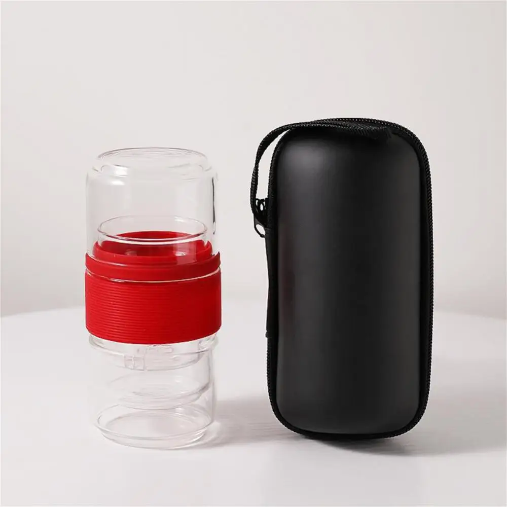 Black High Borosilicate Glass Tea Cup 1 Pot 4 Cups Travel Tea Set with Outdoor Portable Bag Teapot Removable Filter Cup