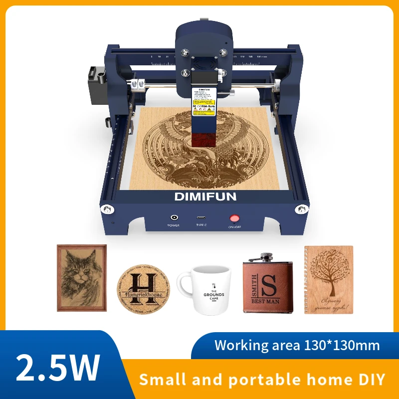 DIMIFUN Laser Engraving 2.5W High Precision Leaf Engraving 30W Electric Laser Cutting Machine LightburnGRBL CNC Wood Acrylic