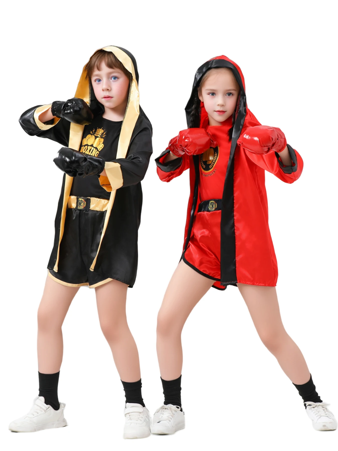 Kids Boxer Cosplay Uniform Costume With Boxing Gloves Halloween Carnival Party