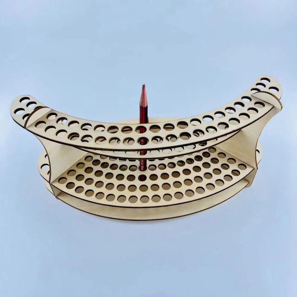 Writing Pen Storage Rack Paintbrush Organizer Wooden Paint Brush Holder with 140 Holes Organizer Stand for Brushes for Artists