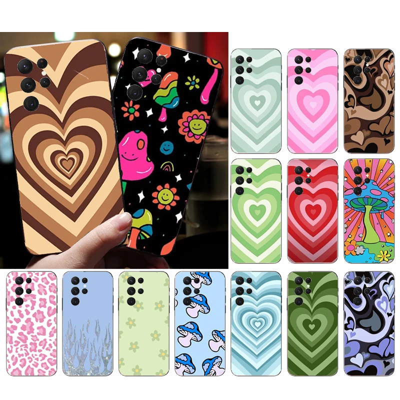 

Phone Case for Samsung S24 S23 S22 S21 S20 Ultra S20 S22 S21 S10E S20 FE S24 Plus Love Heart Flower Mushroom