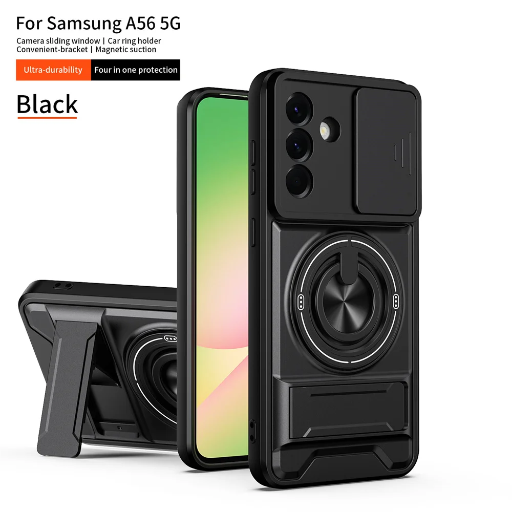 Magnetic Ring Holder Phone Case with Slide Camera Protection and 5G Compatibility
