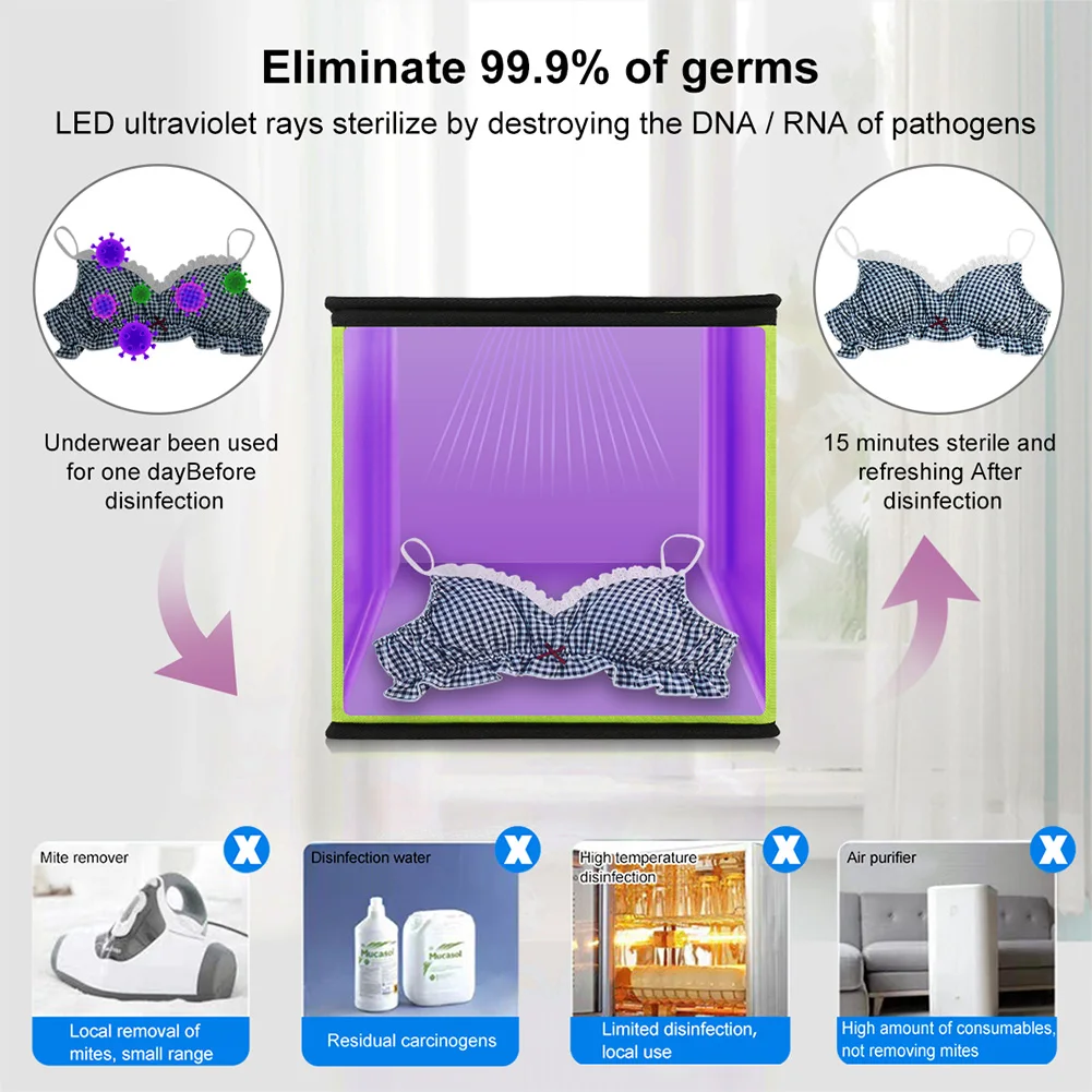 Scatola sterilizzatrice UV portatile, telefono, maschera, biancheria intima, disinfettante personale, armadio per la disinfezione, lampada sterilizzatrice UV per la casa con cavo USB_voghion.com