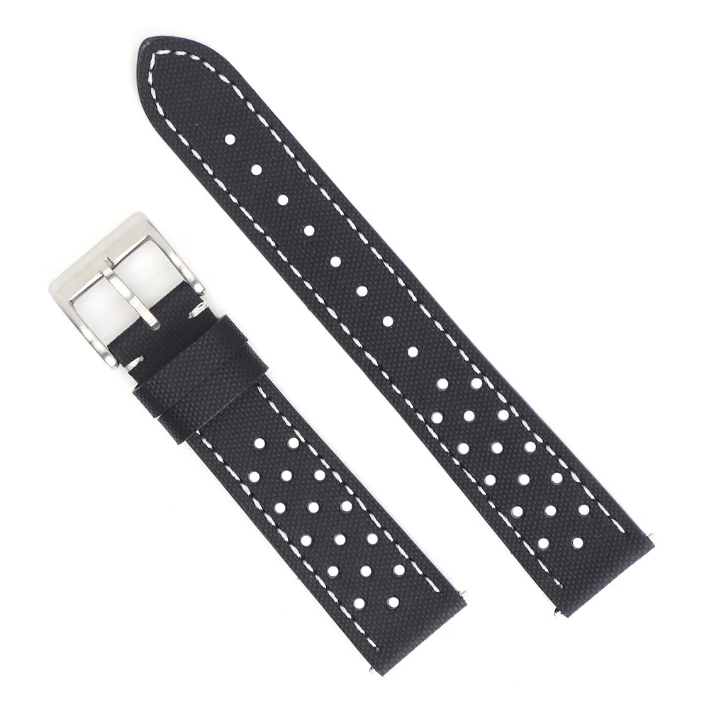 Rally Watch Band: Quick Release Sailcloth & Leather Strap with Perforated Design, Durable Watchband Accessories